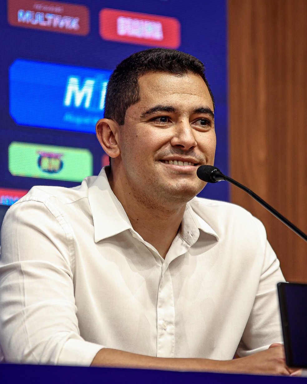 Pedro Martins em coletiva no Cruzeiro — Foto: Reprodução / Cruzeiro