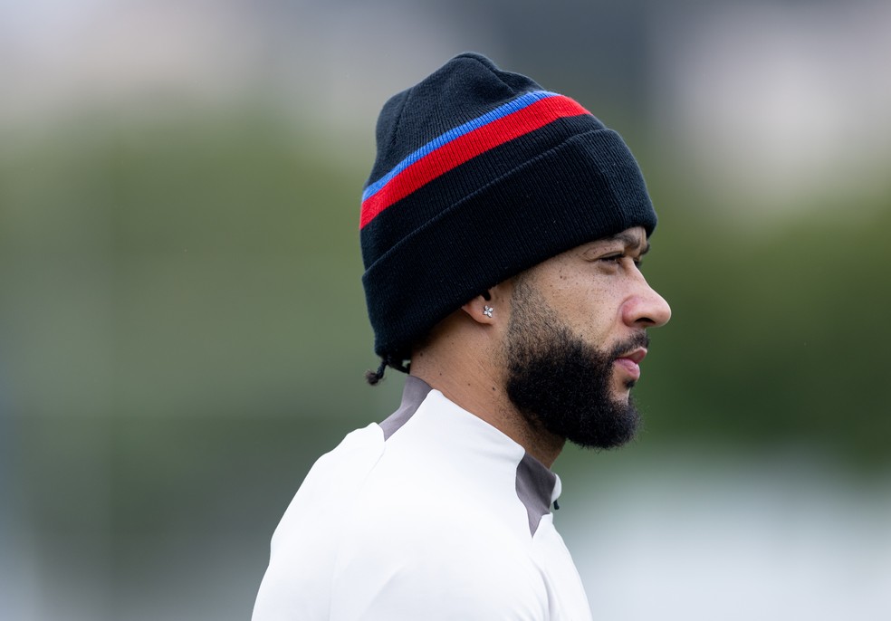 Memphis Depay em treino do Corinthians — Foto: Rodrigo Coca/Agência Corinthians