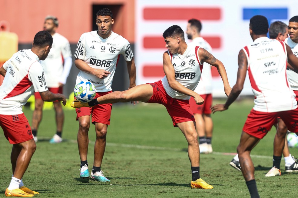 Jogadores do Flamengo treinam no Ninho do Urubu — Foto: Gilvan de Souza/Flamengo