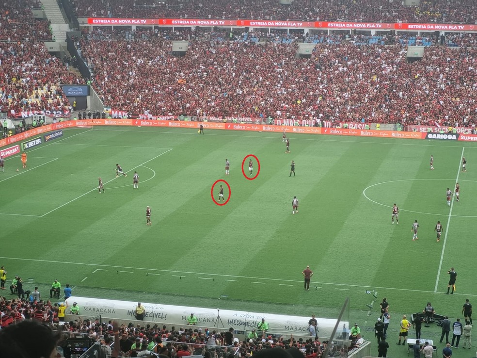 Posicionamento ofensivo de Pulgar e De la Cruz no Flamengo — Foto: Thiago Lima / ge