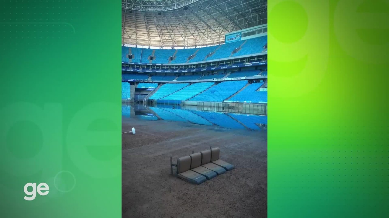 Veja imagens internas da Arena do Grêmio durante as enchentes no RS