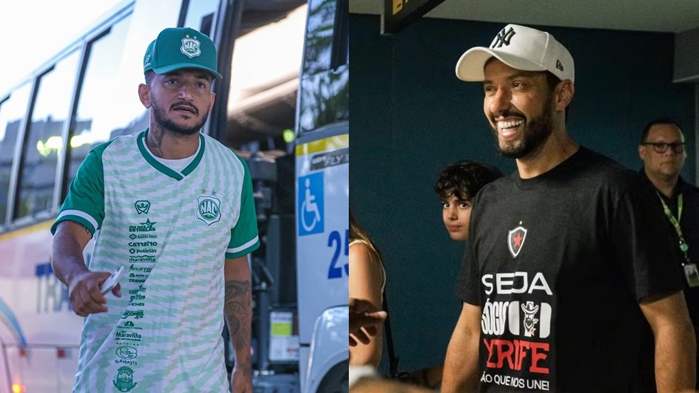 Rog�rio, do Nacional de Patos, e Nen�, do Botafogo-PB � Foto: �der Souza | Jo�o Neto