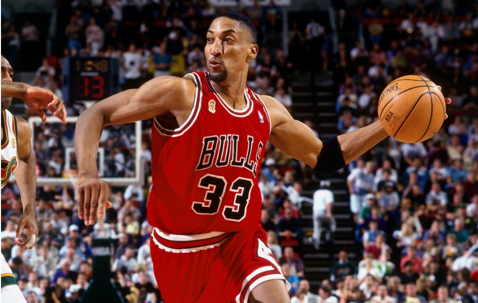 Scottie Pippen Chicago Bulls x Seattle SuperSonics finais NBA 1996 — Foto: Reuters