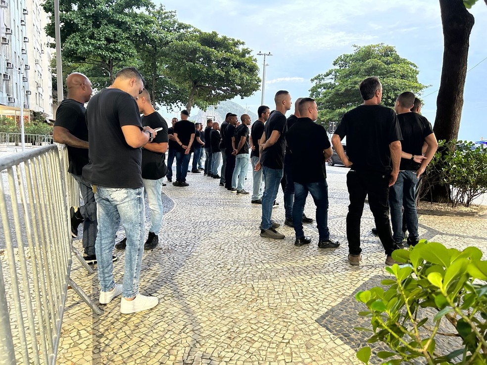 Segurança reforçada em hotel do Corinthians no Rio de Janeiro — Foto: Marcelo Braga