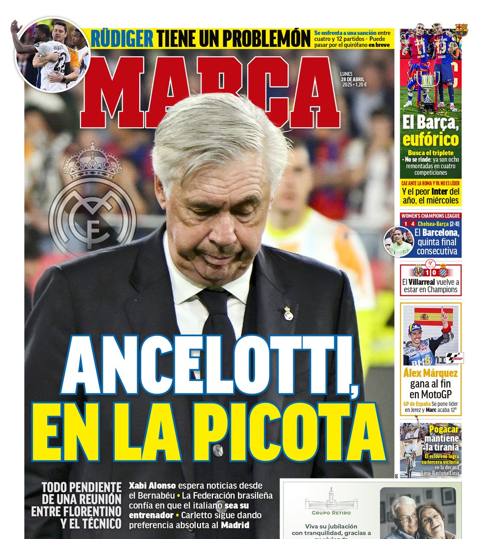 Capa do jornal "Marca" nesta segunda-feira — Foto: Reprodução