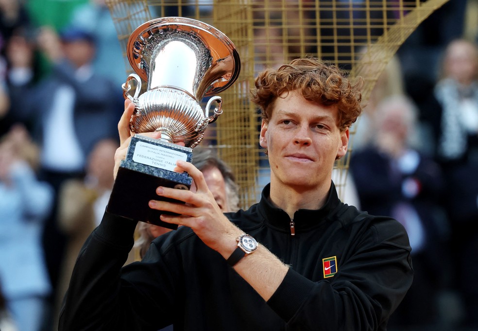 Jannik Sinner na final do Italian Open — Foto: REUTERS/Ciro De Luca