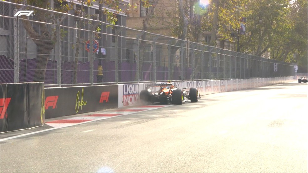 Lando Norris bate no segundo treino livre para o GP do Azerbaijão — Foto: Reprodução/Redes sociais