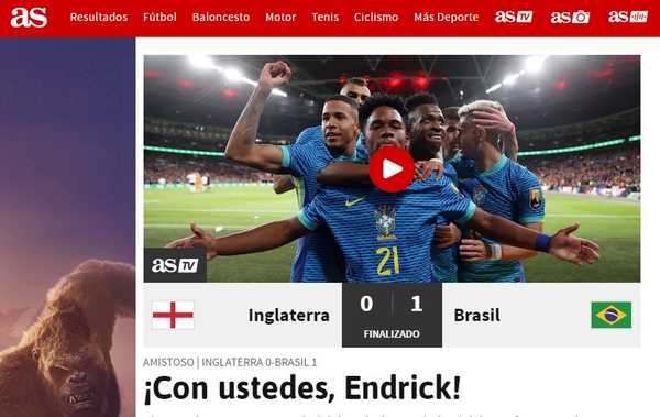 Diarios madrileños elogian la actuación de Endrick con la selección brasileña en Wembley |  equipo brasileño
