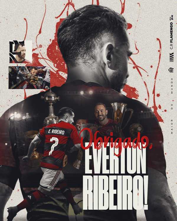Jogadores do Flamengo se despedem de Everton Ribeiro: Te ver desfilar em campo foi um prazer