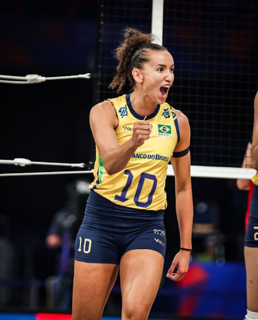 Gabi, Brasil x Alemanha pelas quartas de final da Liga das Nações de vôlei — Foto: FIVB