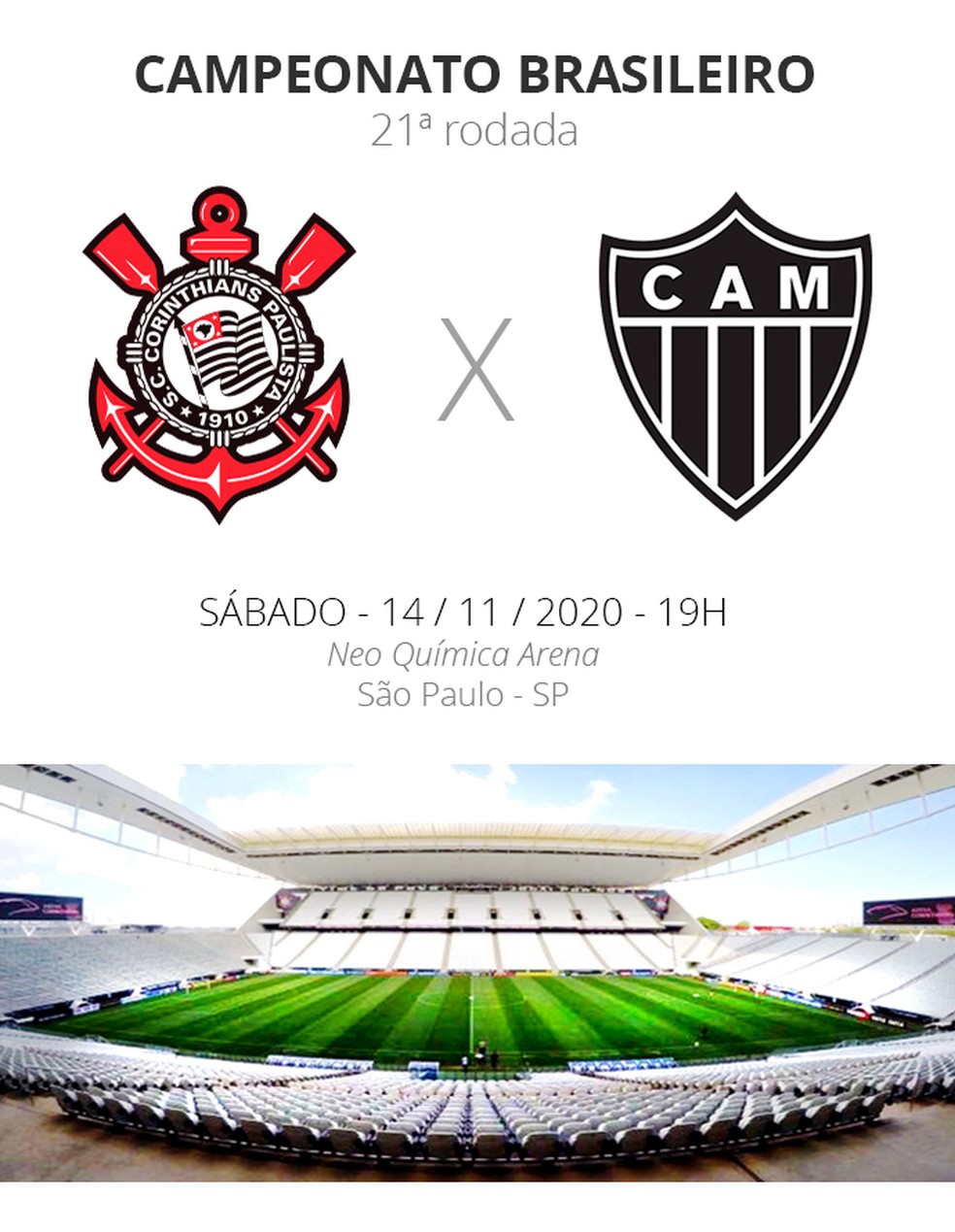 Qual horário do jogo do Corinthians hoje, sábado, 14; onde