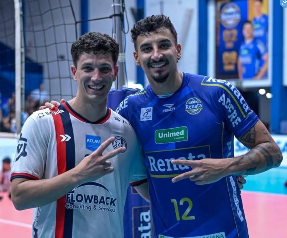 Amigos de infância se reencontram em quadra de vôlei no Sul-Americano