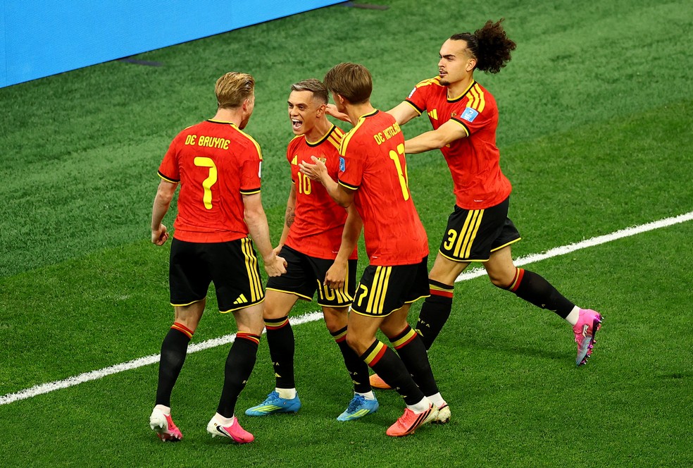 Trossard em Nova Zelândia x Bélgica — Foto: REUTERS/Agustin Marcarian