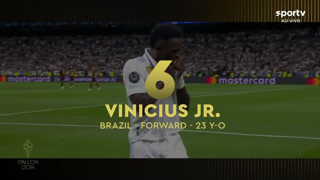 Vinícius Jr. fica em sexto na Bola de Ouro