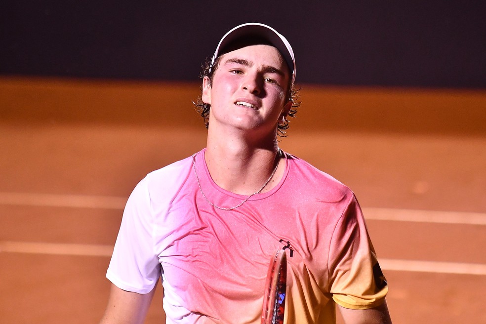 João Fonseca na derrota para Alexandre Muller no Rio Open — Foto: Divulgação Rio Open/@FOTOJUMP