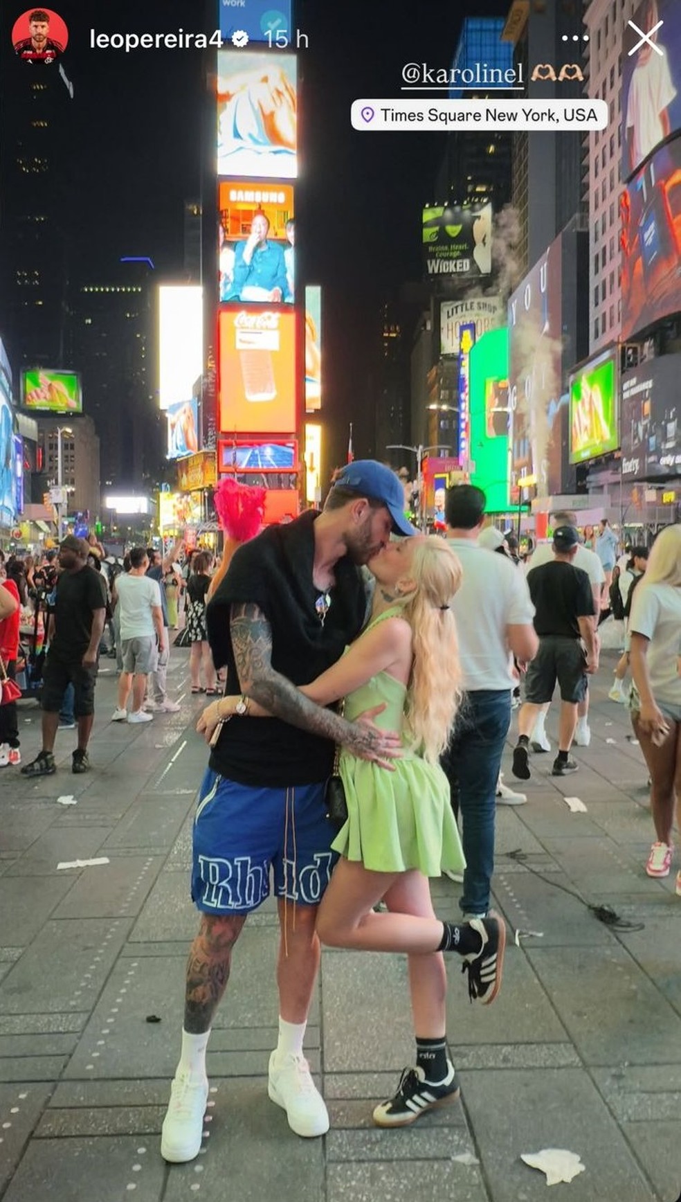 Léo Pereira com a namorada em Nova York — Foto: Reprodução/Instagram