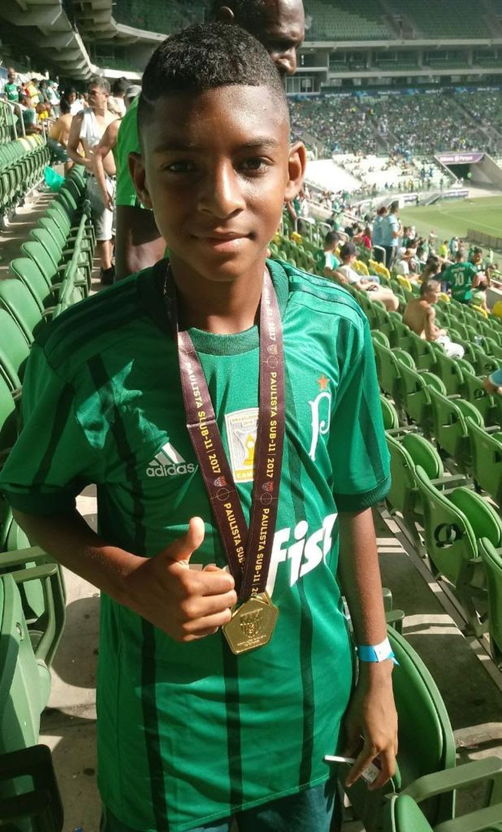 Luis Guilherme em seu primeiro ano no Palmeiras, pelo sub-11 — Foto: Arquivo Pessoal