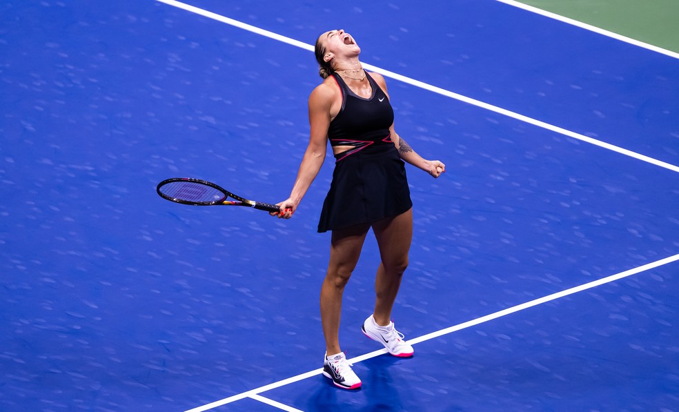 Sabalenka vibra com classificação à final do US Open — Foto: Getty Images