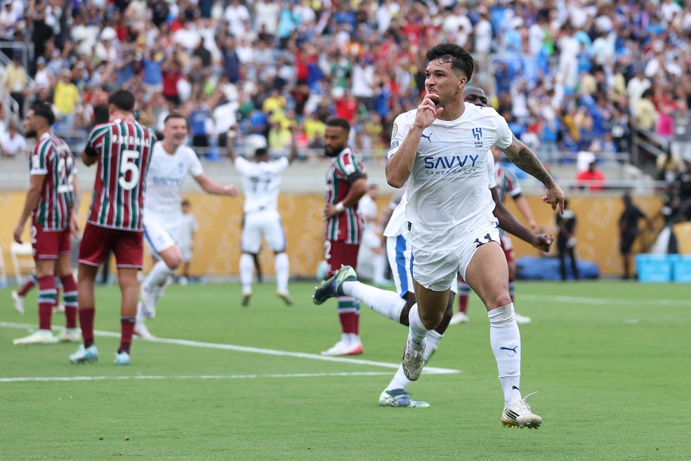 Marcos Leonardo celebra gol em Fluminense x Al-Hilal — Foto: Megan Briggs/Getty Images