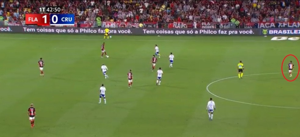 Posicionamento de Arrascaeta no Flamengo x Cruzeiro � Foto: Reprodu��o / TV Globo