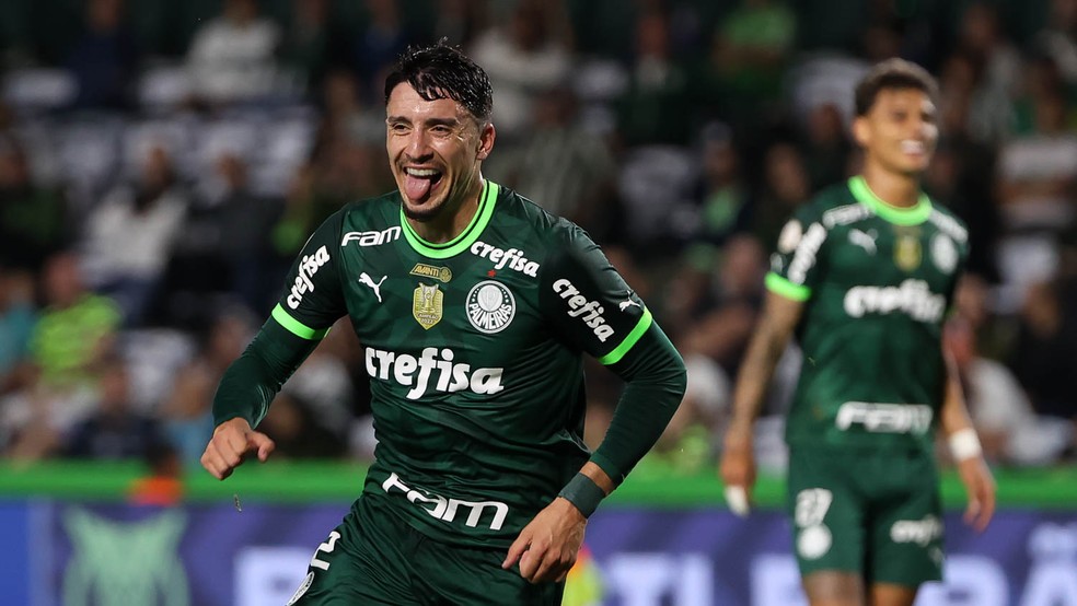 Coritiba x Palmeiras, comemoração do gol de Piquerez — Foto: Cesar Greco/Palmeiras