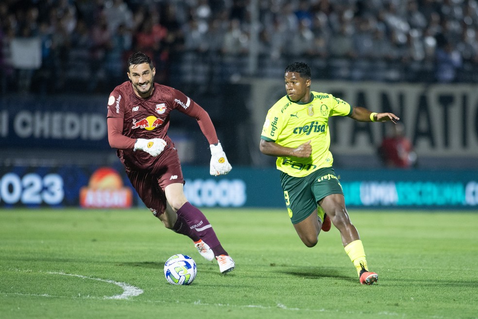 Endrick gol do Palmeiras contra o Bragantino — Foto: Fabio Moreira Pinto/AGIF