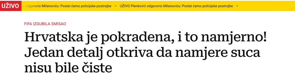 Manchete de jornal sobre anulação do gol