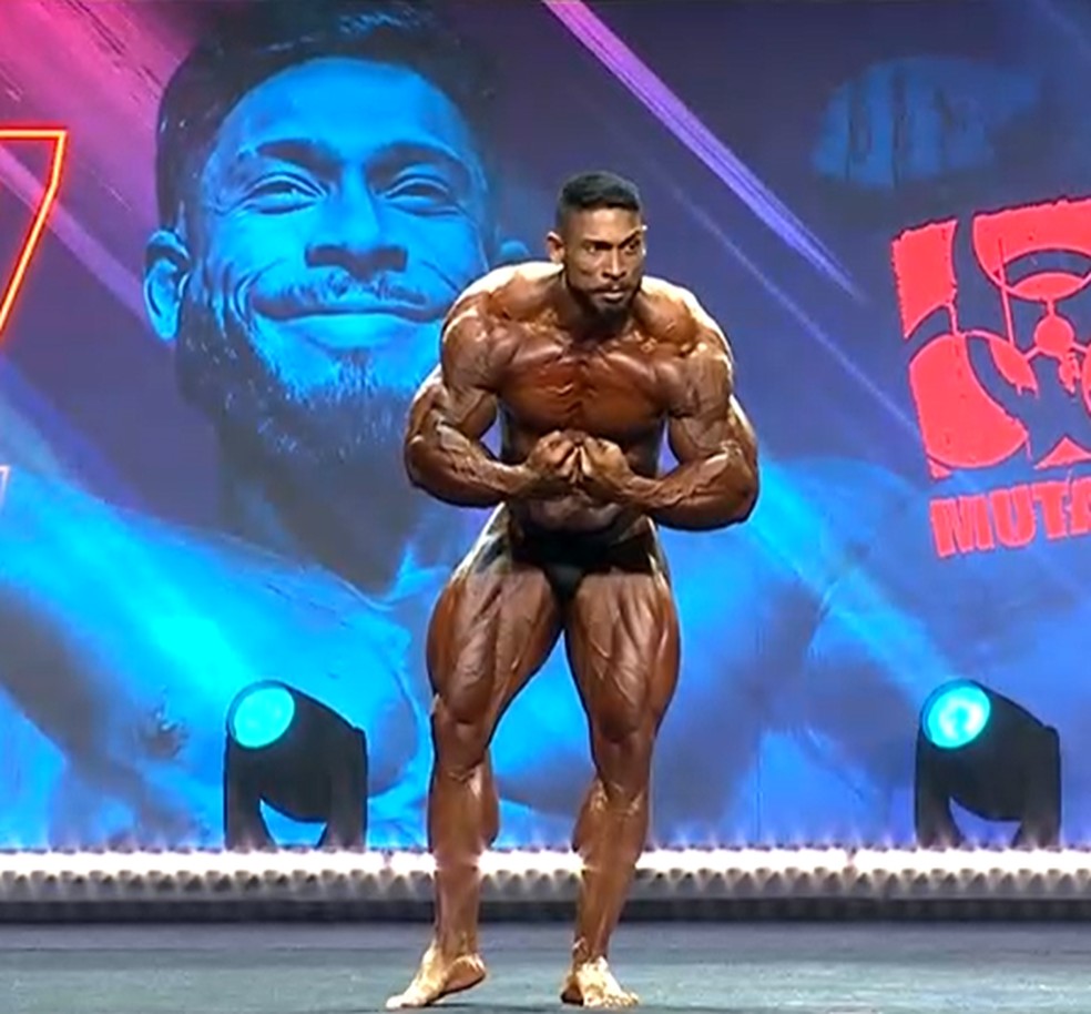 Ramon Dino em apresentação na final da categoria Classic Physique do Arnold Classic Ohio 2024 — Foto: Reprodução/Arnold Sports