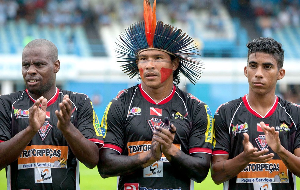 Aru no jogo Gavião Kyikate contra Paysandu — Foto: Reuters