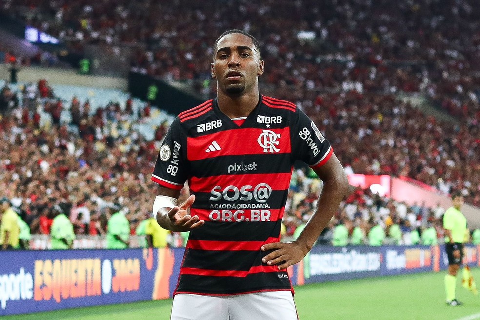 Lorran comemorando gol no Flamengo x Corinthians — Foto: Flamengo