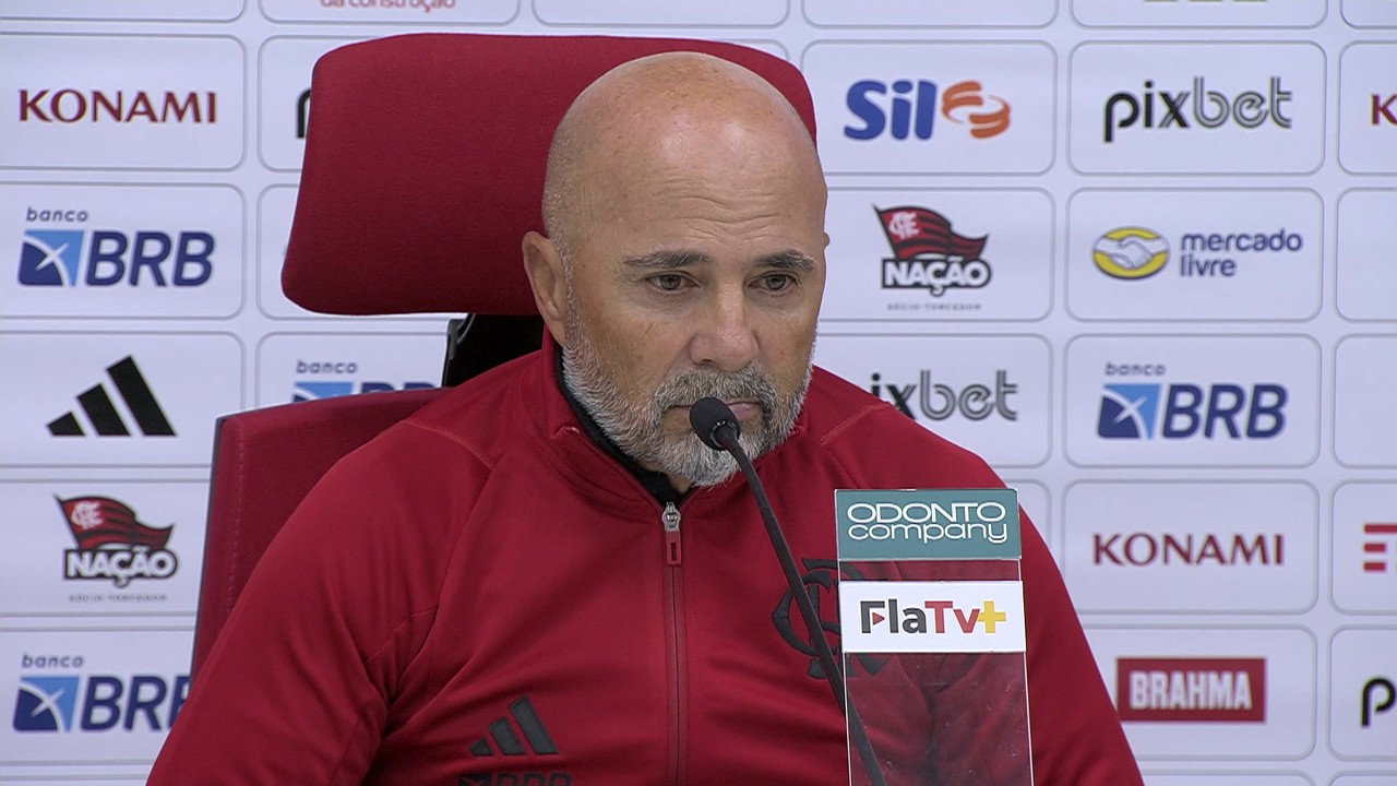 Confira a entrevista de Jorge Sampaoli, do Flamengo, ap&oacute;s a derrota para o Bragantino