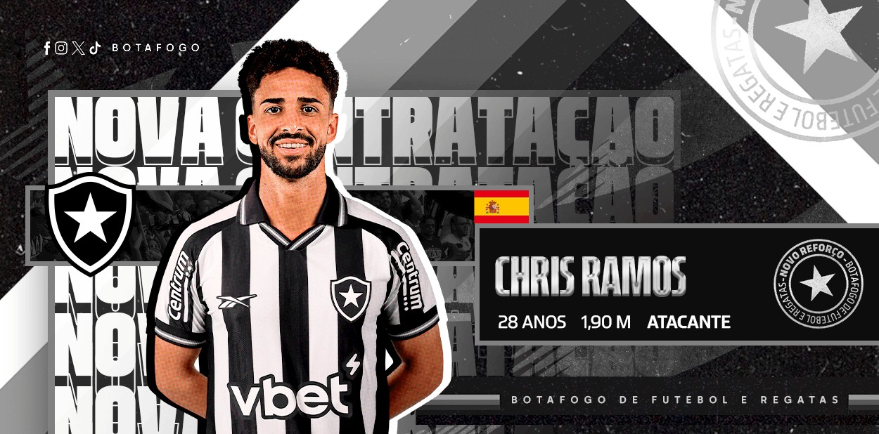 Botafogo anuncia a contratação do atacante espanhol Chris Ramos