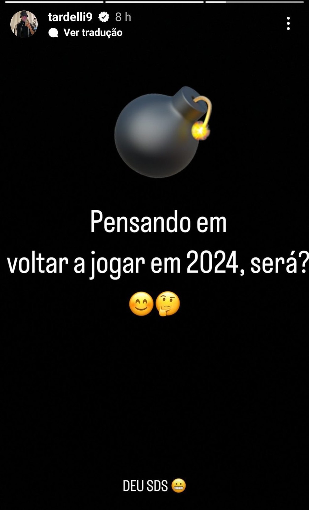 Tardelli indica retorno aos gramados em 2024 — Foto: Redes sociais