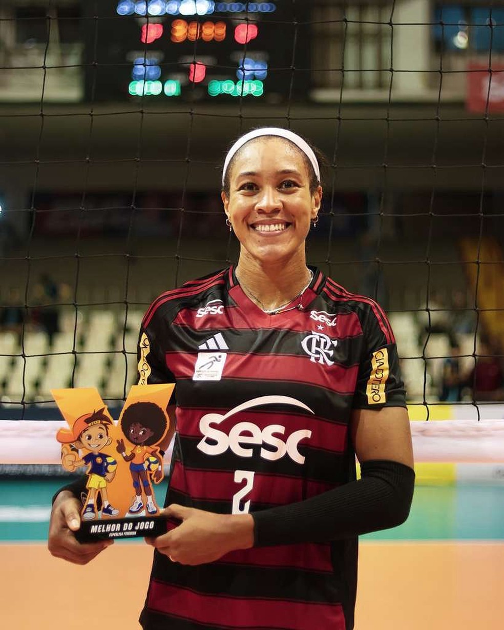 Simone Lee-Wank foi eleita melhor jogadora da partida entre Sesc-Flamengo e Paulistano Barueri — Foto: Mariana Sá/CRF