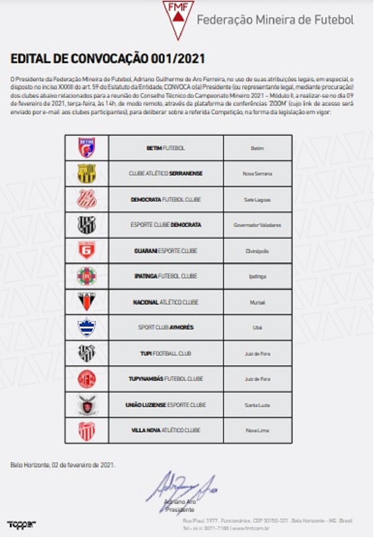 FMF divulga tabela da Segunda Divisão do Mineiro 2021; veja 1ª rodada, futebol