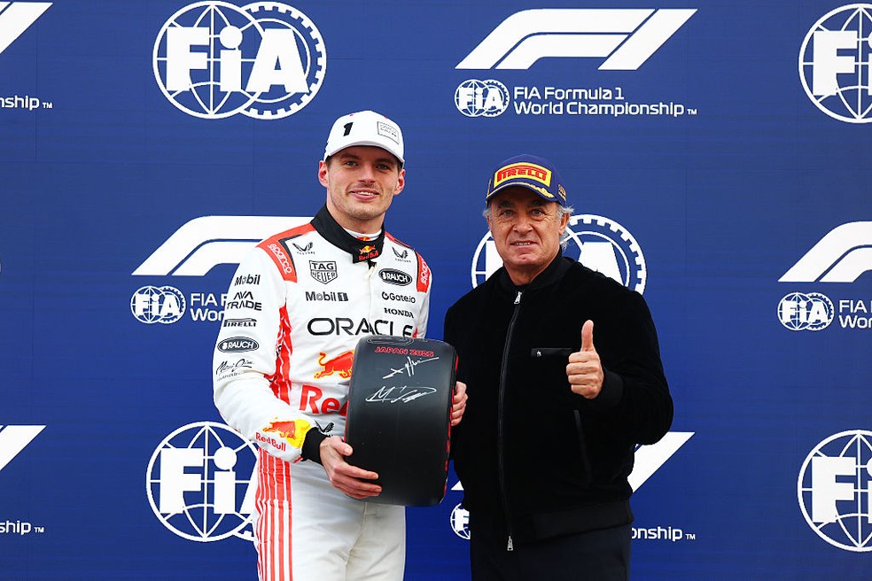Max Verstappen conquistou primeira pole position de 2025, no GP do Japão — Foto: Bryn Lennon - Formula 1/Formula 1 via Getty Images