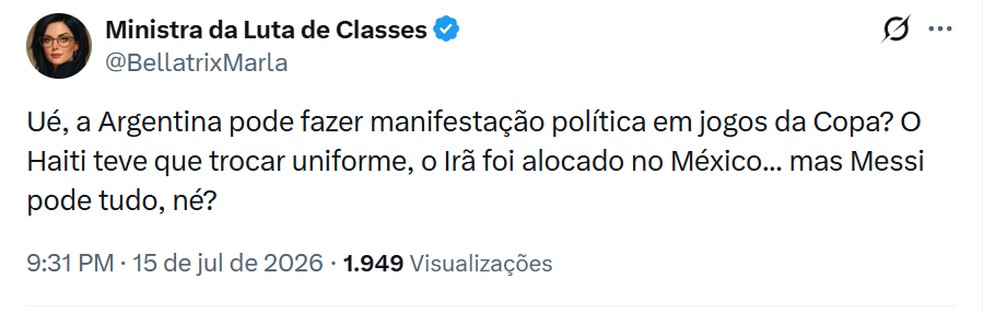 Web cobra punição à Argentina após exibição de faixa sobre as Malvinas — Foto: Reprodução