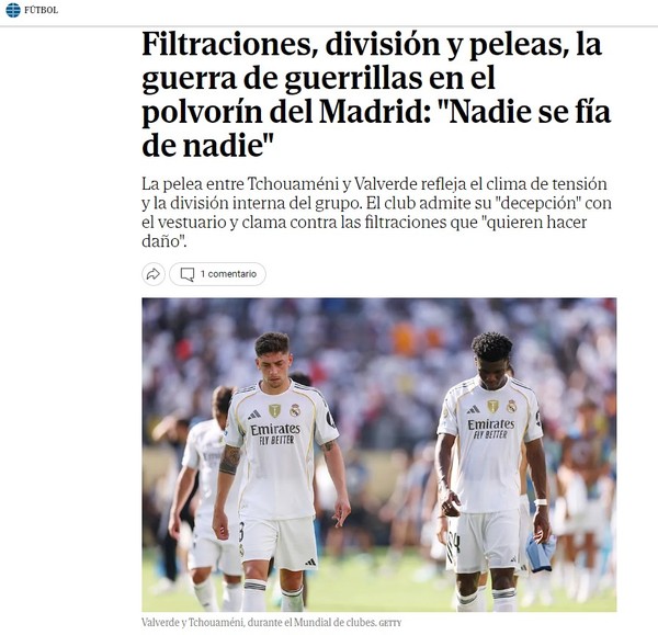 Jornal espanhol aponta divisões internas no Real Madrid e critica liderança brasileira