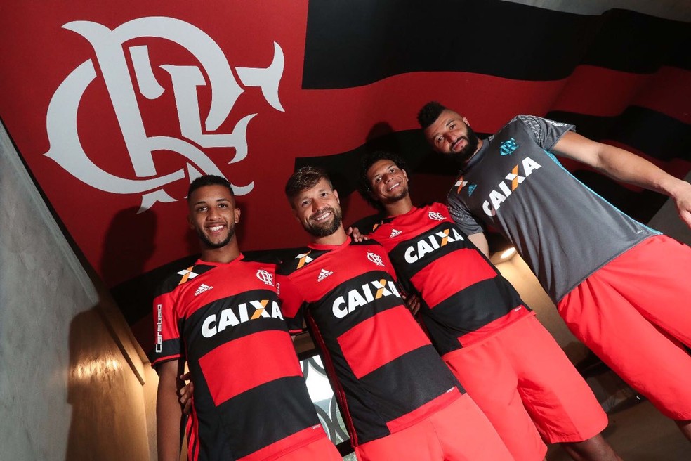 Jorge, Diego, Willian Ar&atilde;o e Alex Muralha foram convocados em 2017 &mdash; Foto: Gilvan de Souza/Flamengo