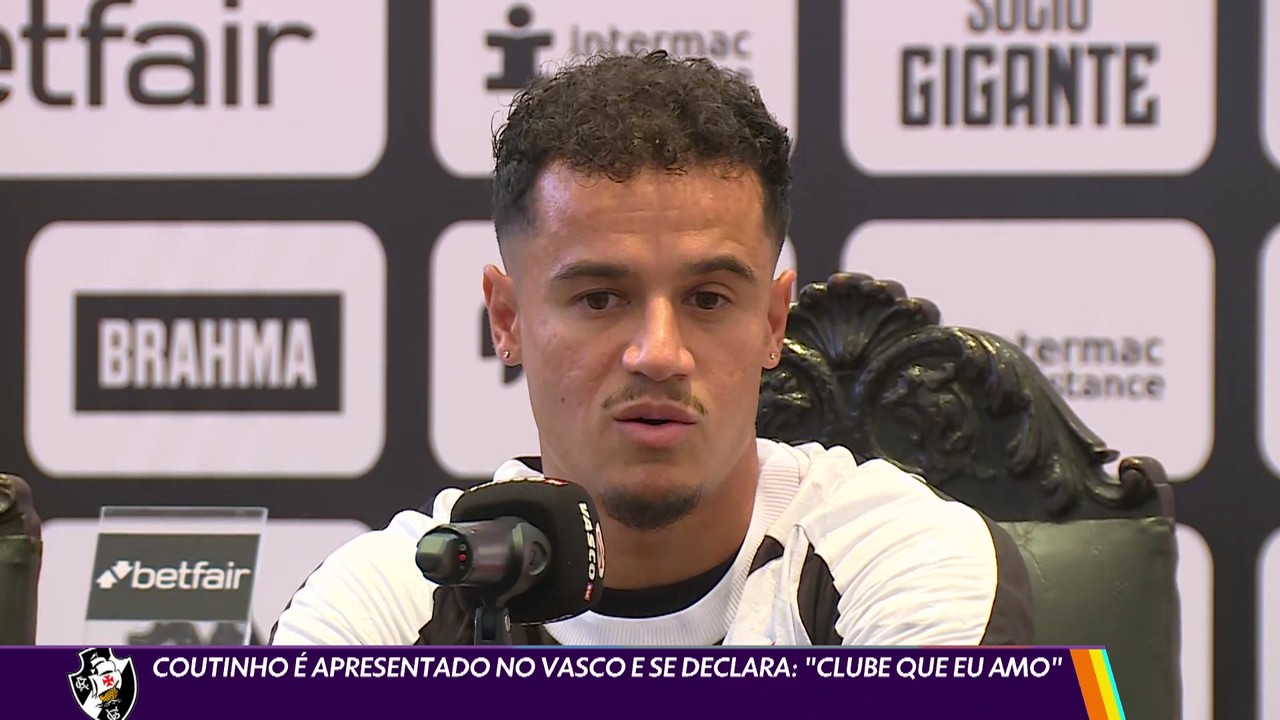 Coutinho é apresentado no Vasco e se declara: 'Clube que eu amo'