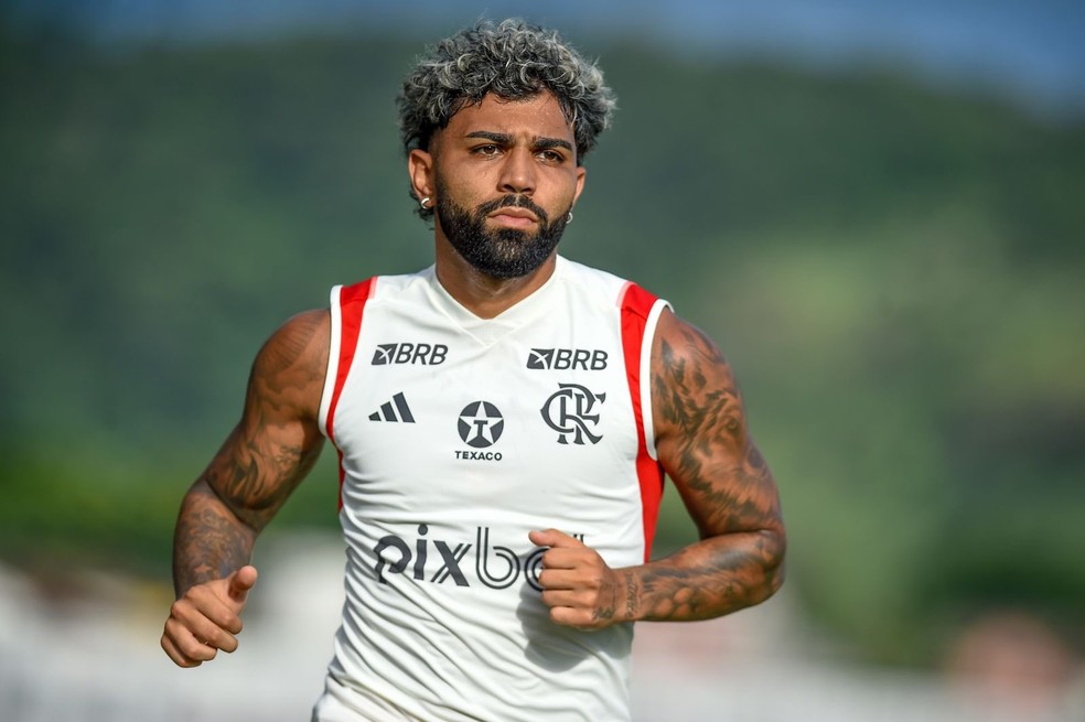 Gabigol no treino do Flamengo — Foto: Marcelo Cortes / CRF