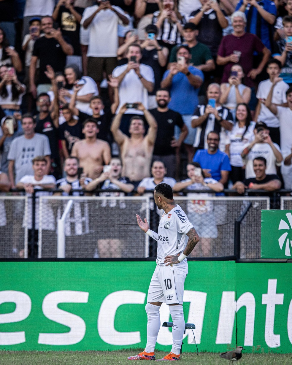 Torcida da Inter de Limeira aplaude Neymar — Foto: Reprodução / X do Santos