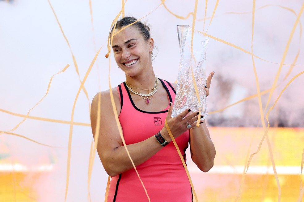 Aryna Sabalenka é campeã do Miami Open — Foto: Matthew Stockman/Getty Images