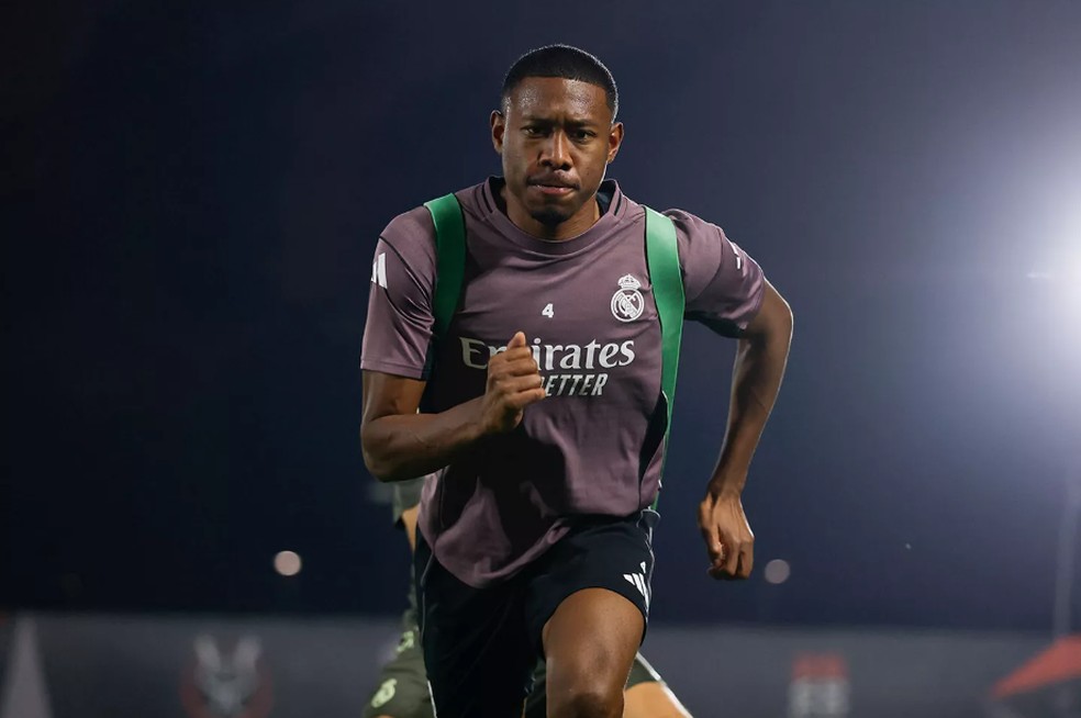 Alaba em treino do Real Madrid — Foto: María Jiménez e Antonio Villalba / Real Madrid