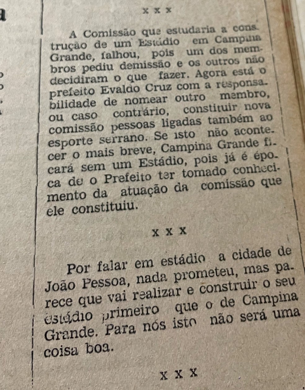 Principais estádios da Paraíba estão completando 50 anos — Foto: Reprodução/Correio da Paraíba