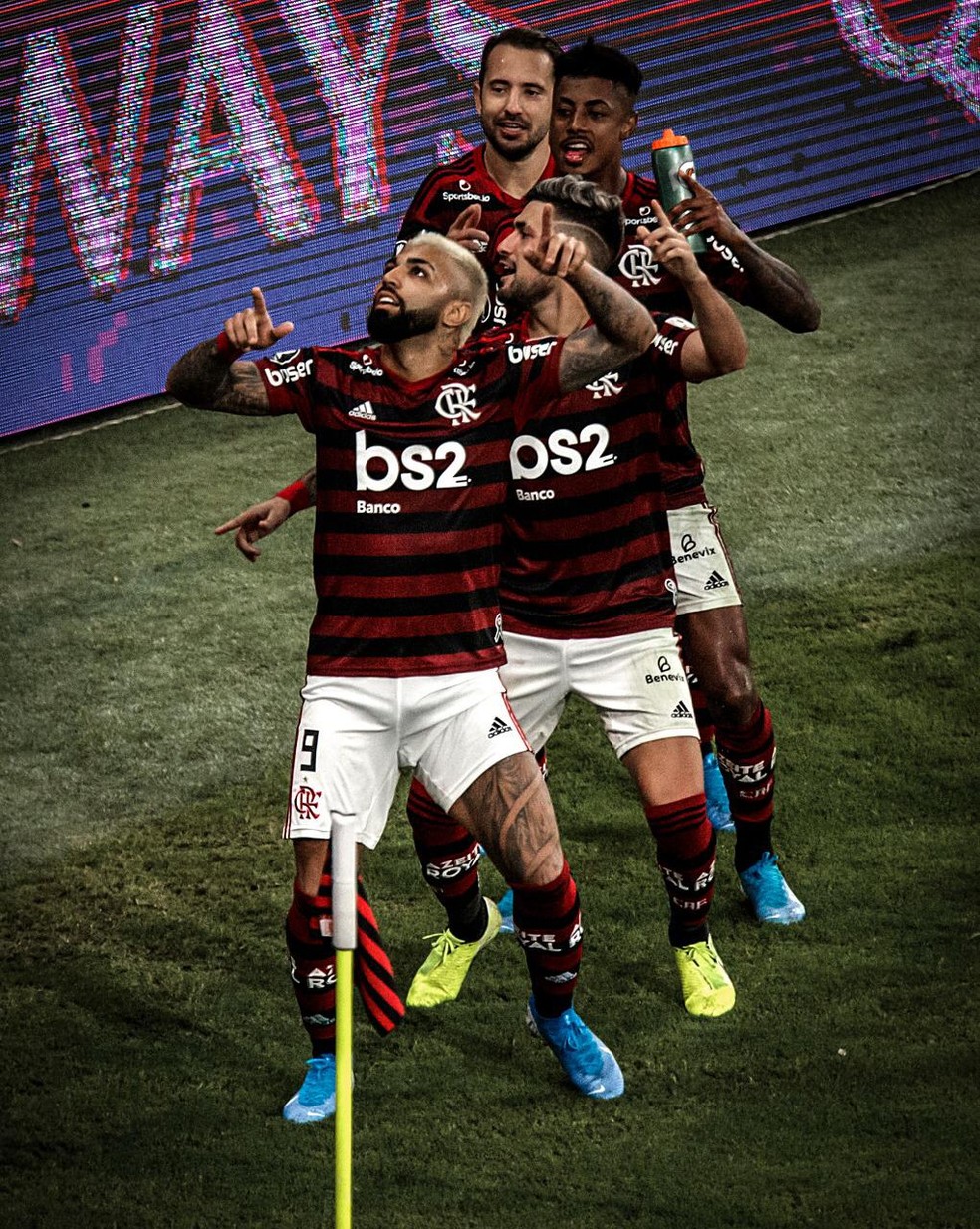 Gabigol, Arrascaeta, Bruno Henrique e Everton Ribeiro, partes da "Geração 2019" — Foto: Pedro Martins / MowaPress