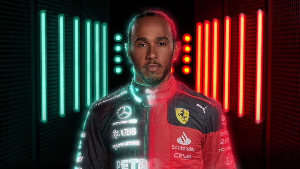 Lewis Hamilton sairá da Mercedes ao fim de 2024 e assumirá uma vaga na Ferrari em 2025 — Foto: Reprodução/FOM