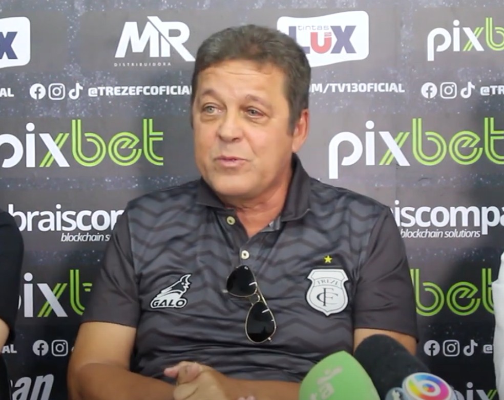 Gerente de futebol do Treze, Joba Barbosa informou que a formação da comissão técnica é definida pelo treinador William de Mattia — Foto: Reprodução / TV Treze