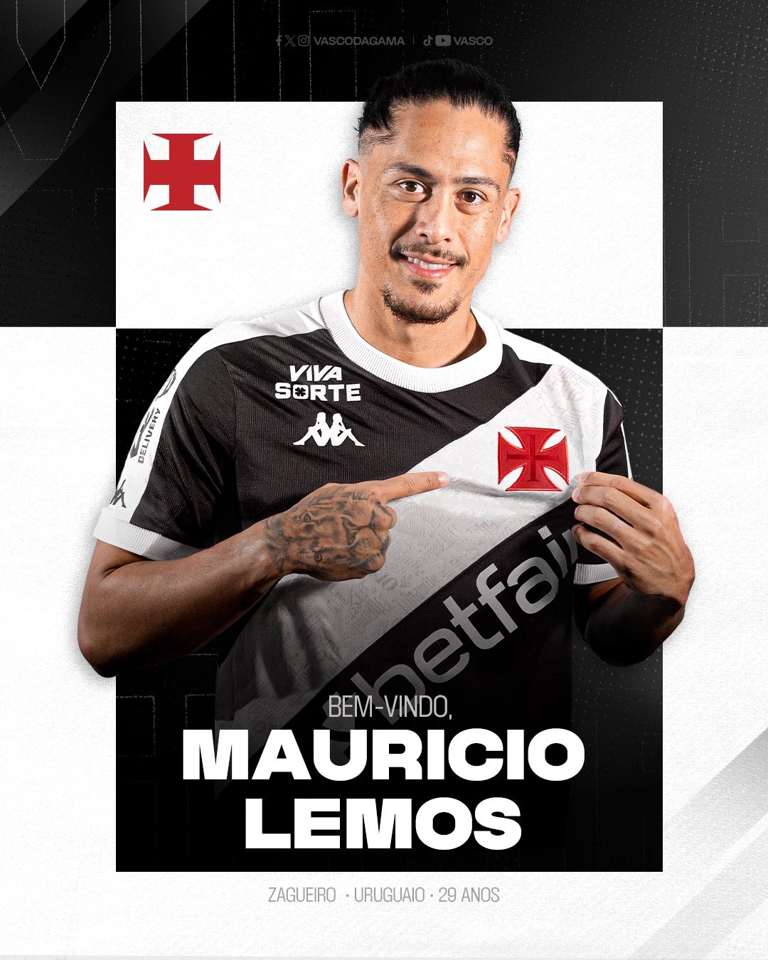 Vasco anuncia contratação do zagueiro Maurício Lemos