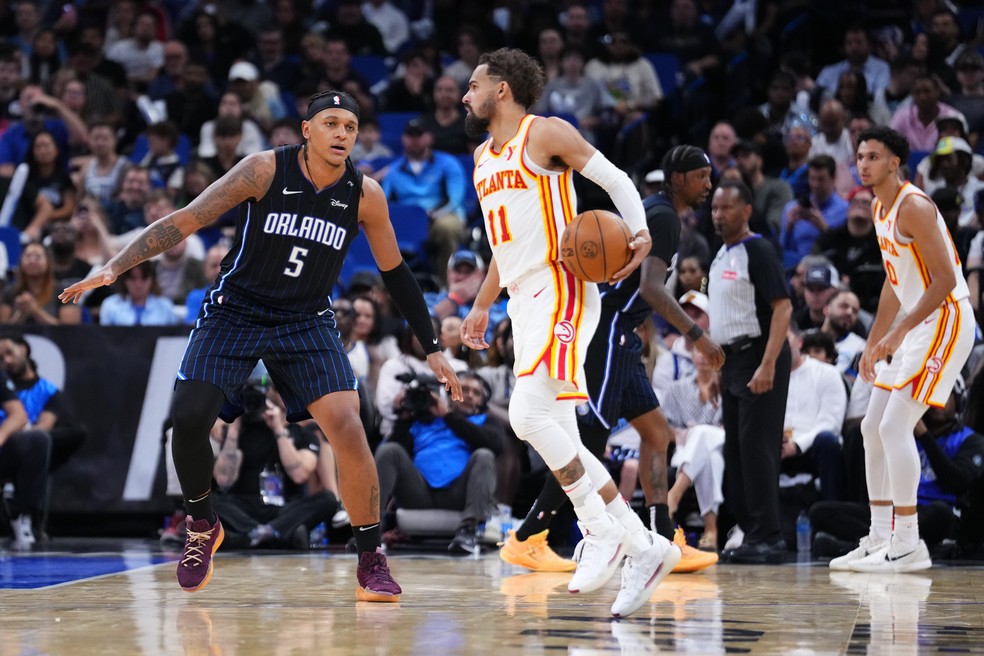 Orlando Magic e Atlanta Hawks abrem o play-in na Conferência Leste — Foto: Rich Storry/Getty Images